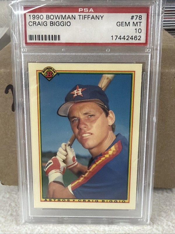 CRAIG BIGGIO 1990 BOWMAN TIFFANY #78 /3000 1ST YR BOWMAN ASTROS ROOKIE PSA 10 🔥