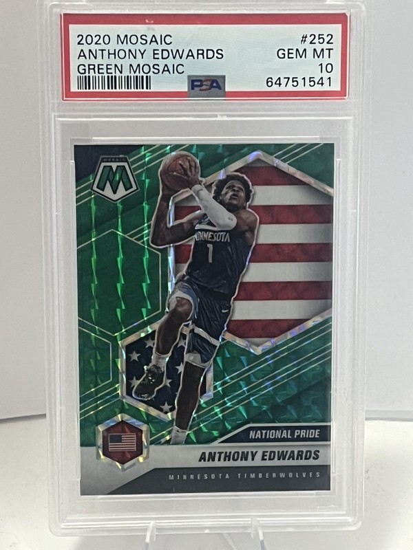 2020 Panini Mosaic Anthony Edwards Green Mosaic Rookie Card #252  PSA 10 