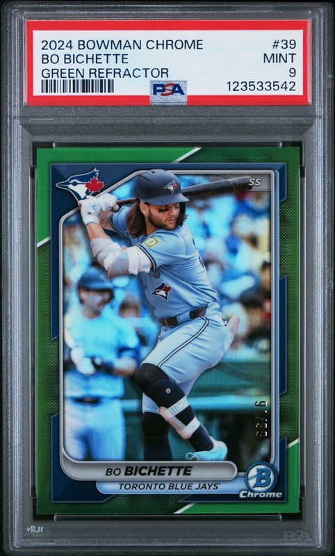 2024 Bowman Chrome - Bo Bichette #39 Green Refractor /99 PSA 9