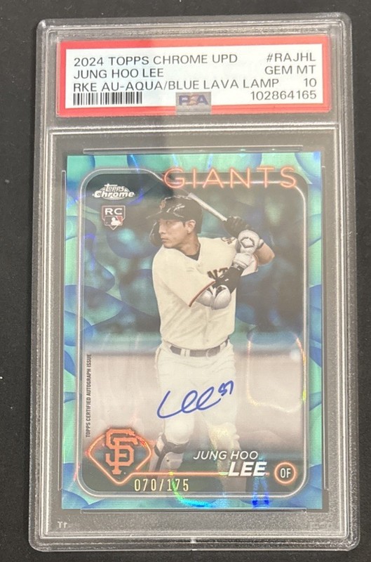 Jung Hoo Lee 2024 Topps Chrome Aqua/Blue Lava Lamp RC Auto #/175 PSA 10