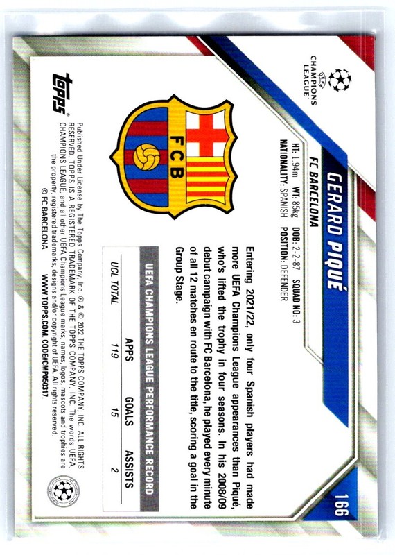 2021-22 Topps Chrome Sapphire Edition UEFA Champions League #166 Gerard Piq bx7G view 2