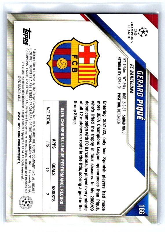 2021-22 Topps Chrome Sapphire Edition UEFA Champions League Gerard Piqué #1 bx7G view 2