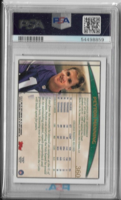 PSA 9 MINT 1998 Topps PEYTON MANNING RC Rookie #360 HOF'er!!! view 2