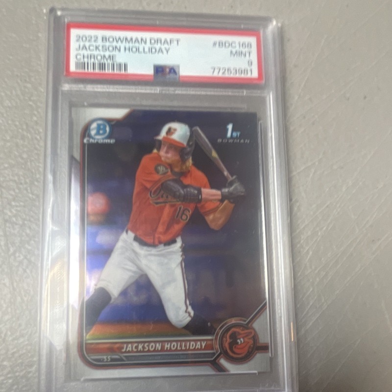 Bowman 2022 Bowman Draft Chrome Jackson Holliday RC #BDC-168 PSA 9 Orioles view 2