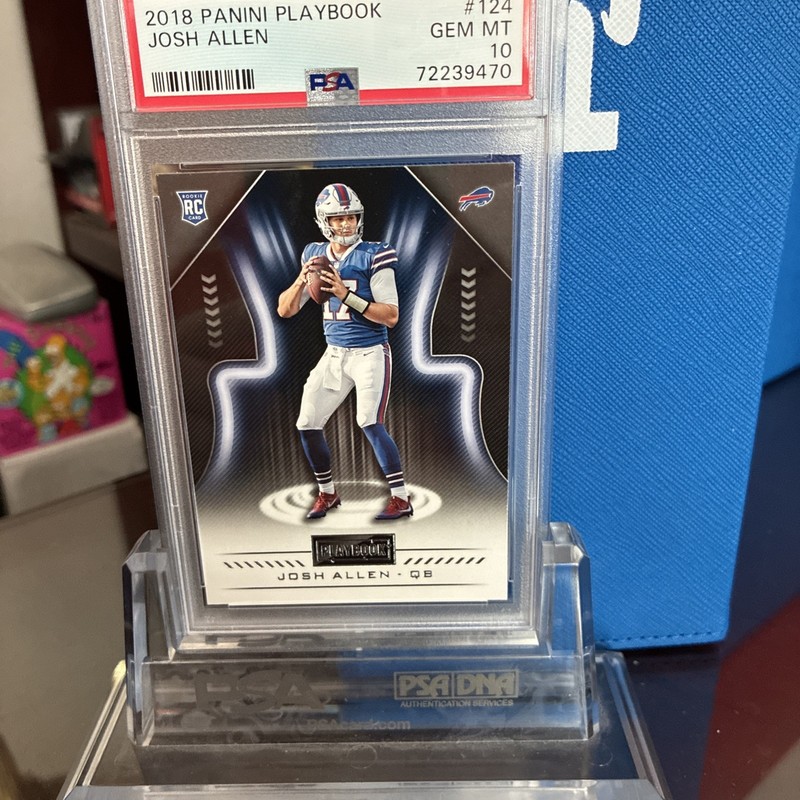 2018 PANINI PLAYBOOK #124 JOSH ALLEN ROOKIE RC PSA 10 Buffalo Bills Pop 29 view 2