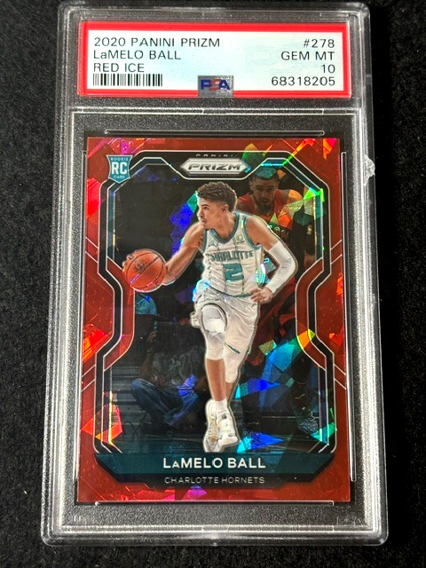 2020 Panini Prizm Red Ice Lamelo Ball Rookie RC #278 PSA 10 Hornets READ Chip