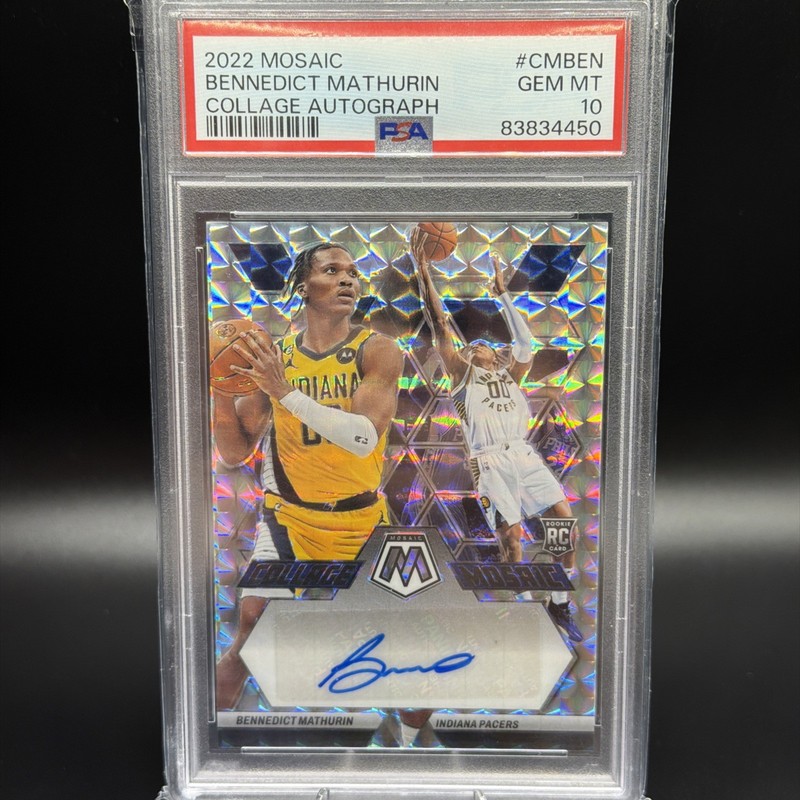 2022 Panini Mosaic BENNEDICT MATHURIN Collage Autograph PSA 10 Pacers Rookie view 2