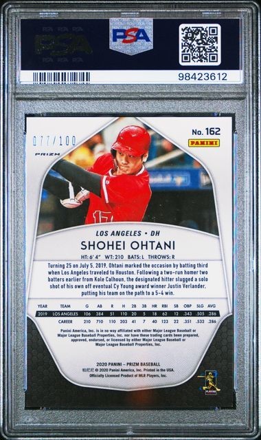 SHOHEI OHTANI 2020 Panini Prizm #162 Neon Orange /100 PSA 8 NM-MT view 2