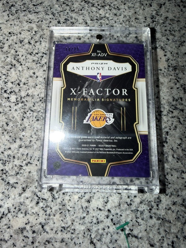 Anthony Davis 2021-22 Panini Select X-Factor Patch Auto Autograph 10/25 Lakers view 2