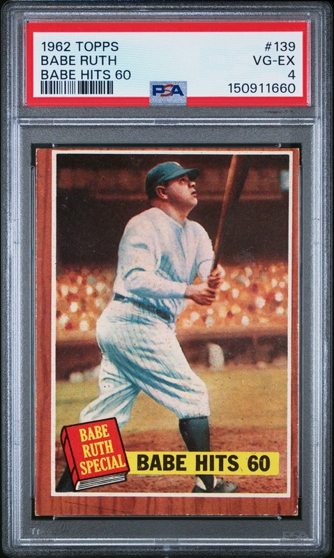 1962 Topps 139 Babe Ruth Hits 60 PSA 4 150911660