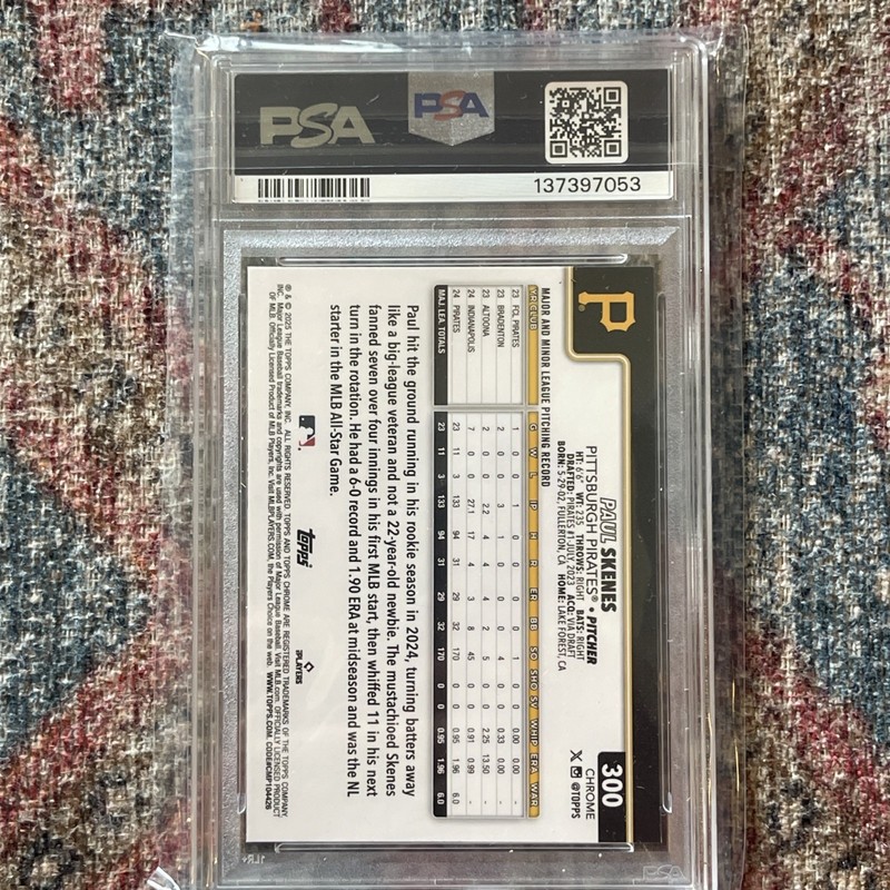 2025 Topps Chrome Sapphire Edition Paul Skenes #300 Pittsburgh Pirates PSA 10 view 2