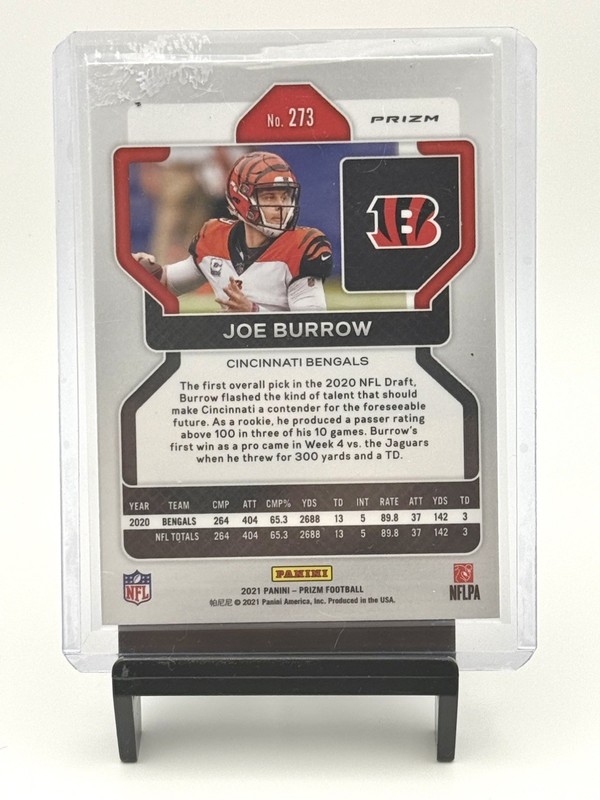 2021 Panini Prizm- Joe Burrow #273 Orange Laser Color Match SP Bengals view 2