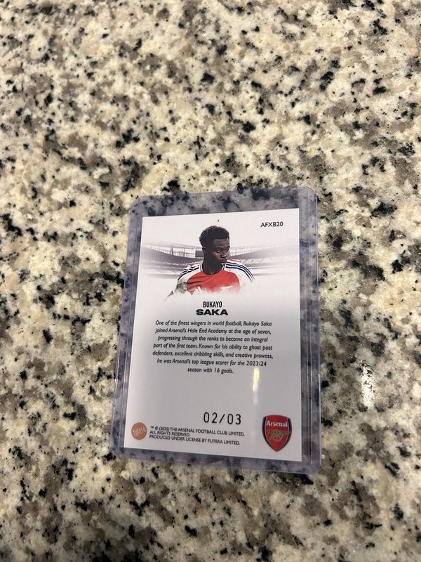 2024/25 Arsenal Futera FX Black /3 Bukayo Saka England view 2
