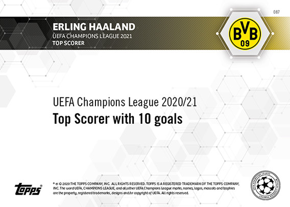 ERLING HAALAND  2021 Bundesliga Topps Now Card #87 BVB PR 5513 Borussia Dortmund view 2