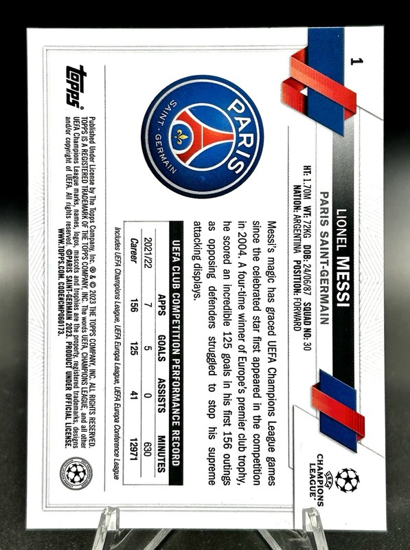 2022-23 Topps Chrome UEFA Soccer Lionel Messi #1 PSG view 2