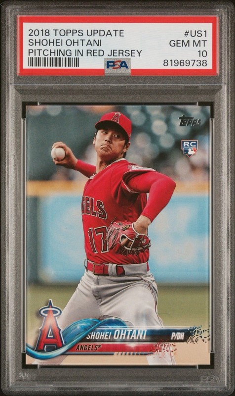 2018 Topps Update Series - Shohei Ohtani #US1 Pitching, Red Jersey (RC) PSA 10