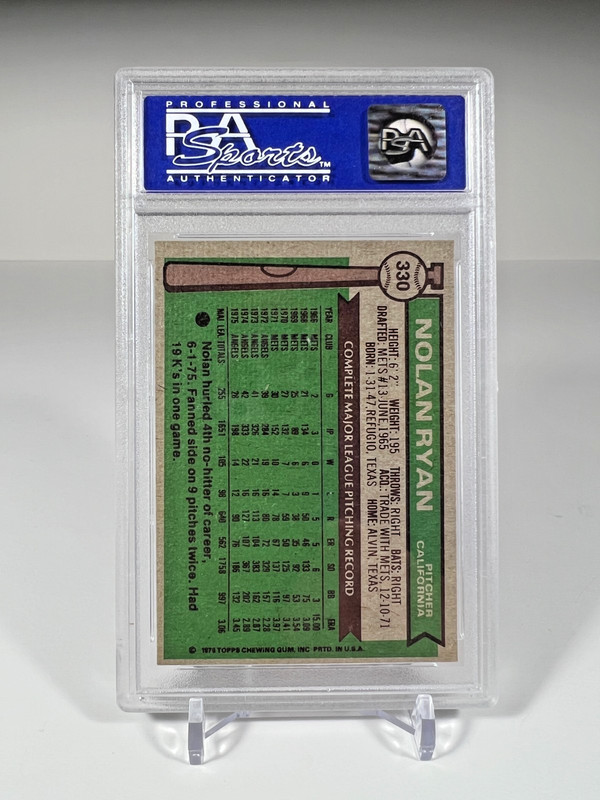 Nolan Ryan 1976 Topps PSA 7 #330 California Angels Vintage view 2