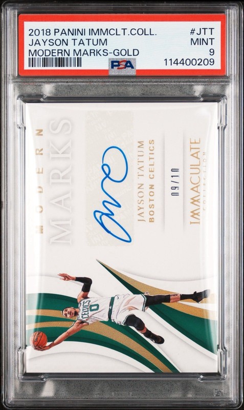 Jayson Tatum /10 Auto Gold Modern Marks 2018 Immaculate Collection MINT PSA 9