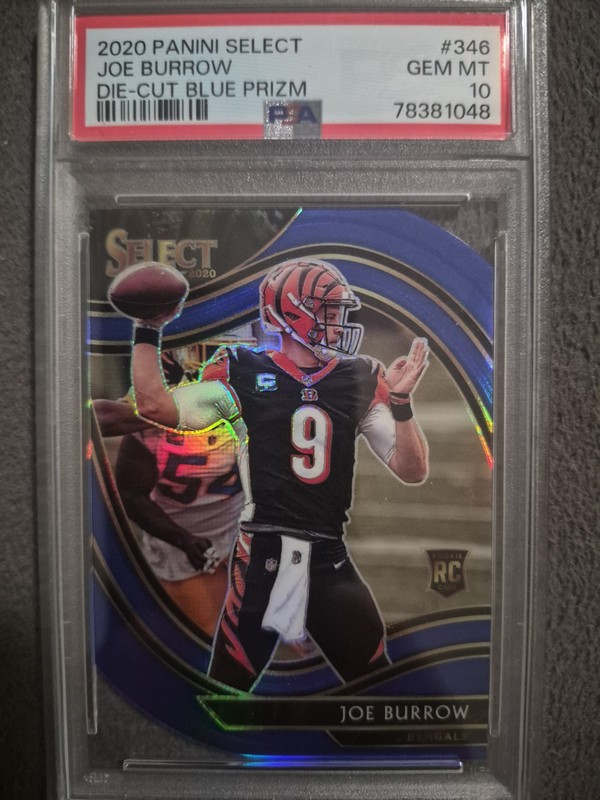 2020 Panini Select Joe Burrow Die Cut Blue Prizm #346 PSA 10