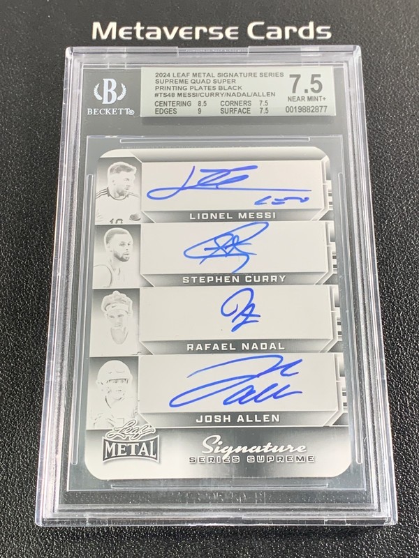 2024 Leaf Metal Quad Auto Messi Curry Nadal Allen 1/1 Printing Plate BGS 7.5