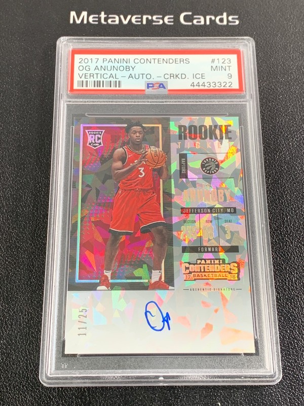 2017-18 Panini Contenders OG Anunoby RC Auto Cracked Ice /25 PSA 9