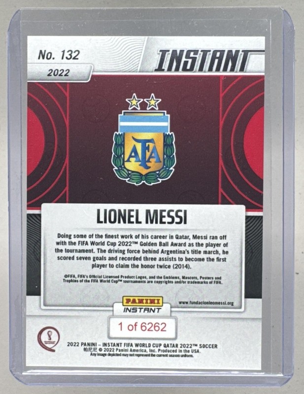 Lionel Messi 2022 Panini Instant FIFA World Cup Qatar #132 view 2