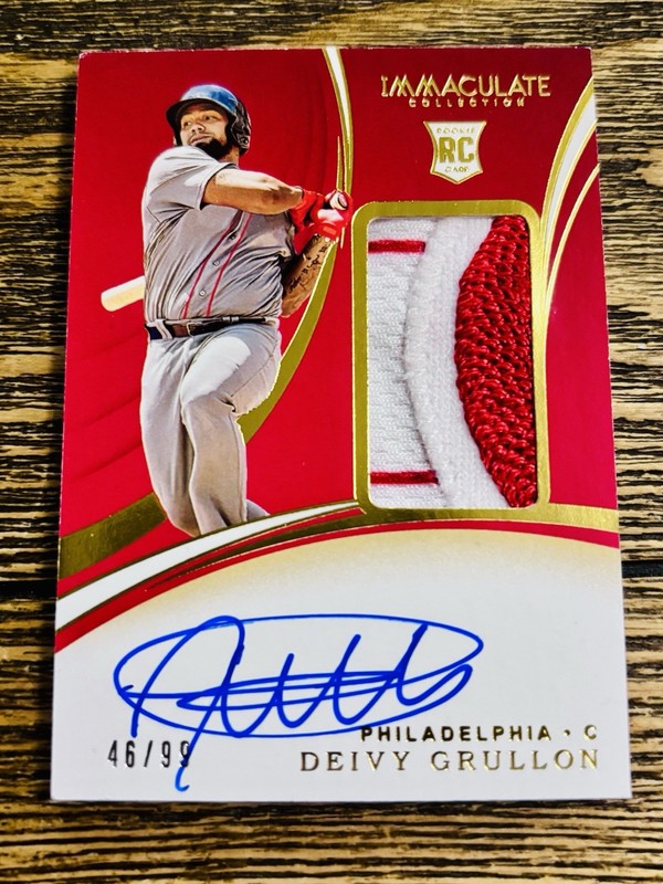 2020 Immaculate Collection Deivy Grullon /99 RC Patch Auto #103 Phillies view 1