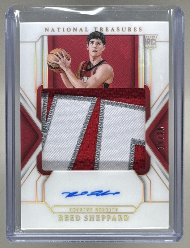 Reed Sheppard 2024 National Treasures #141 Gold FOTL RC Patch Auto 19/20