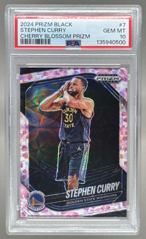 Stephen Curry 2024 Panini Prizm Black #7 Cherry Blossom 12/20 PSA 10