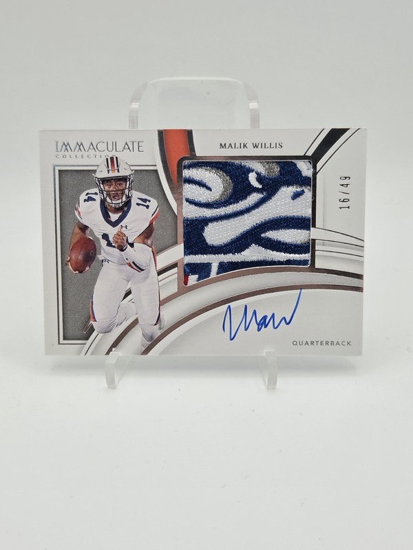MALIK WILLIS 2022 Panini Immaculate Collegiate /49 Patch On Card Auto Liberty **