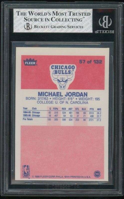 1986 Fleer - Michael Jordan - Rookie RC #57 BGS 6.5 view 2