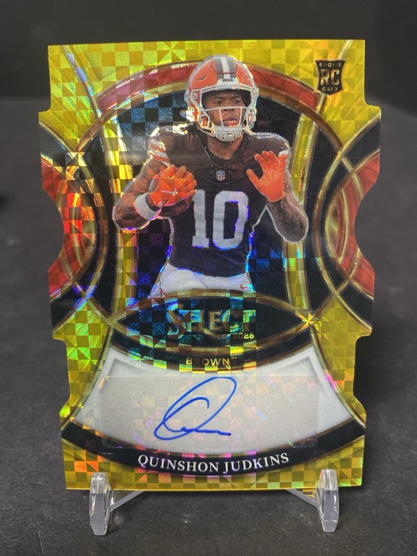 2025 PANINI SELECT ROOKIE SIGNATURES QUINSHON JUDKINS GOLD PRIZM AUTO /10 Browns
