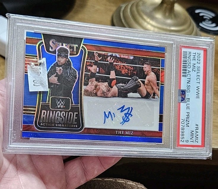 The Miz Select WWE Ringside Action Signature-Blue Prizm #47/49 PSA 9 