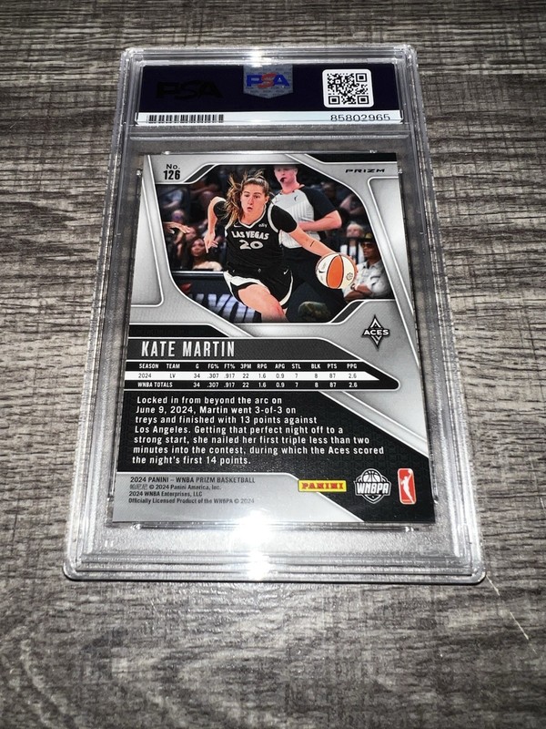 Kate Martin Signed 2024 Panini Prizm Trading Card WNBA Rookie Card Star PSA/DNA view 2