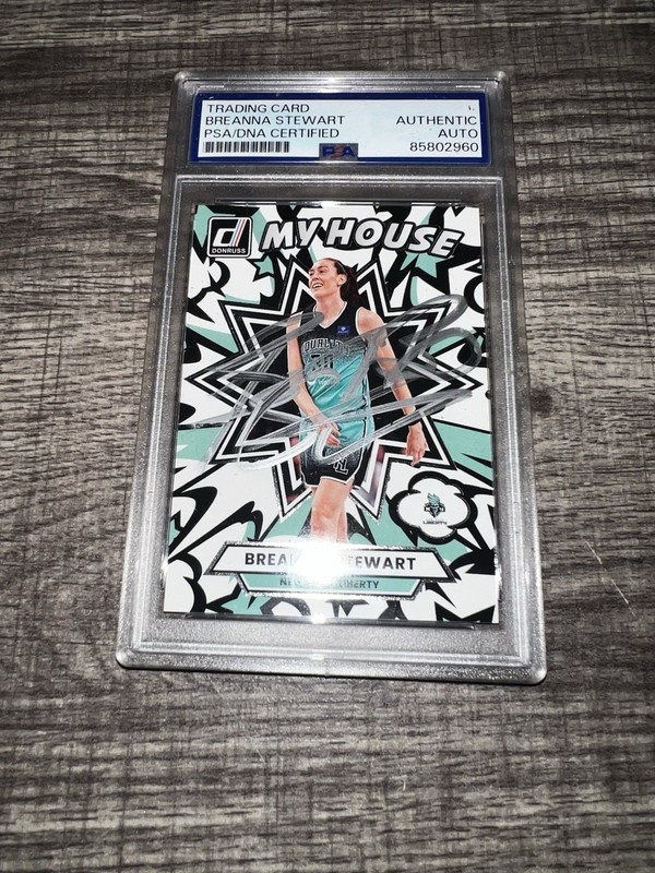 Breanna Stewart Signed 2025 Panini Donruss Trading Card WNBA My House PSA/DNA