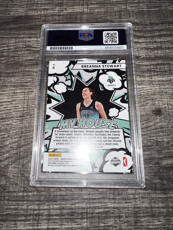 Breanna Stewart Signed 2025 Panini Donruss Trading Card WNBA My House PSA/DNA view 2
