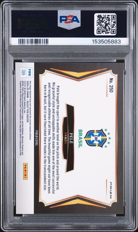 2024 Panini Select FIFA 250 Pele Field Purple Mojo PSA 7 153505883 view 2