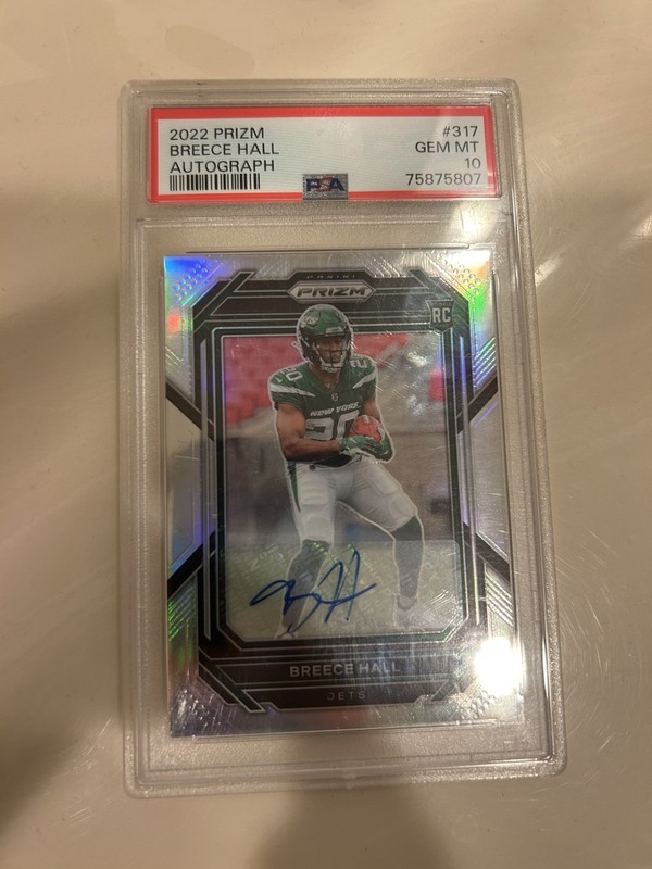 Breece Hall PSA 10 Rookie Auto 2022 Panini Prizm RC Autograph Jets