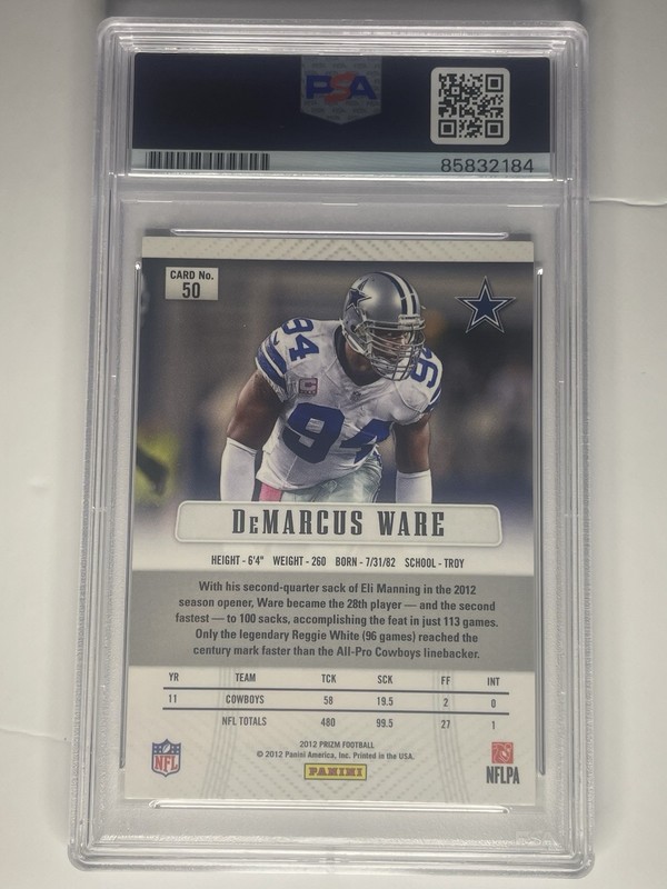 Demarcus Ware Signed 2012 Panini Prizm PSA/DNA Auto #50 Autographed Cowboys view 2