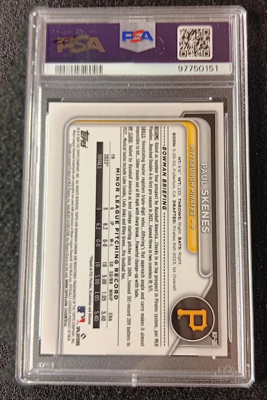 2024 Bowman Chrome Paul Skenes #BCP-125 PSA 9 Lunar Glow Refractor ROY view 2