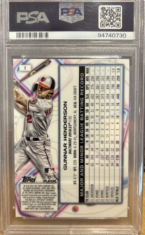 2023 Topps Cosmic Chrome Gunnar Henderson RC #2 Nucleus PSA 10 Orioles view 2