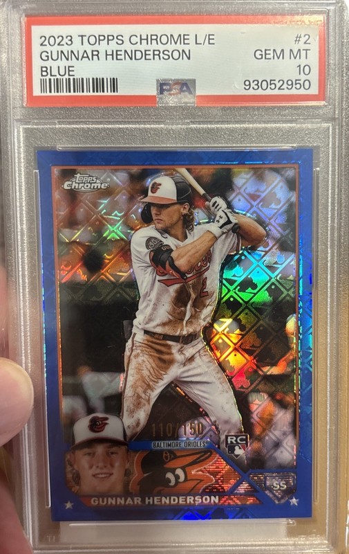 2023 Topps Chrome Logofractor Gunnar Henderson #2 Blue Refractor 110 /150 PSA 10
