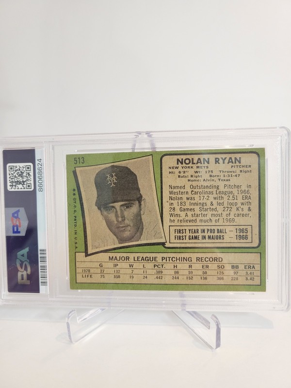 1971 Topps #513 Nolan Ryan PSA 5 EX view 2