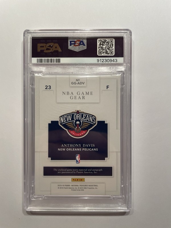 2015-16 National Treasures - Anthony Davis -NBA GAME GEAR- AUTO Patch /10 - PSA9 view 2
