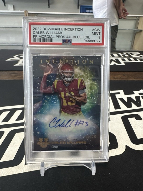 2022-23 Bowman U Inception  Caleb Williams Primordial Prospect Auto /75 PSA 9
