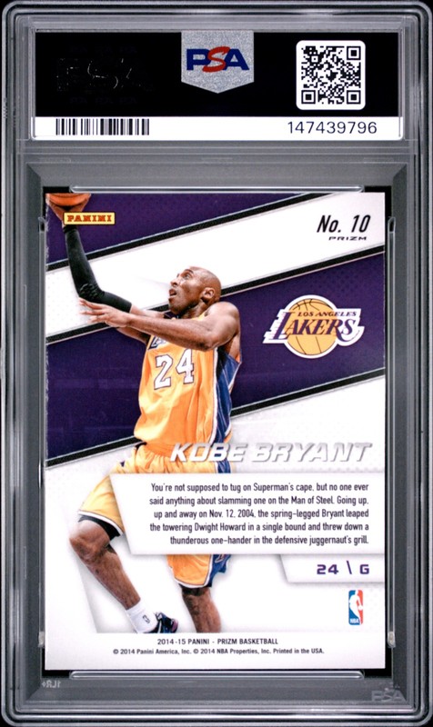 147439796 Kobe Bryant 2014 Panini Prizm #10 Silver Representatives PSA 10 view 2