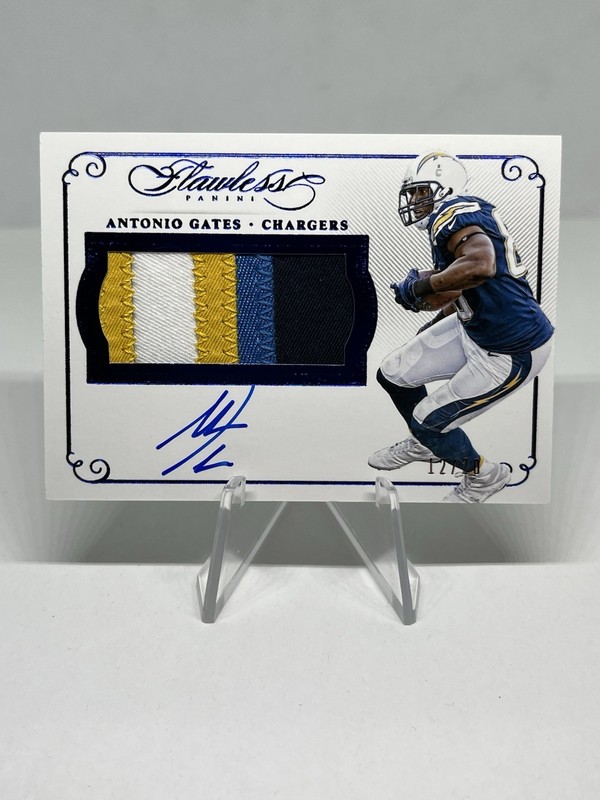 Antonio Gates 2015 Panini Flawless Game Used Patch Auto /20 4-Color Chargers