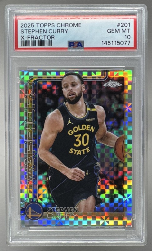 145115077 Stephen Curry 2025 Topps Chrome #201 X-Fractor PSA 10