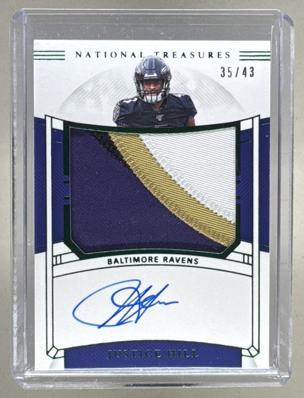 Justice Hill 2019 National Treasures Green RPS Numbers Patch RC Auto /43