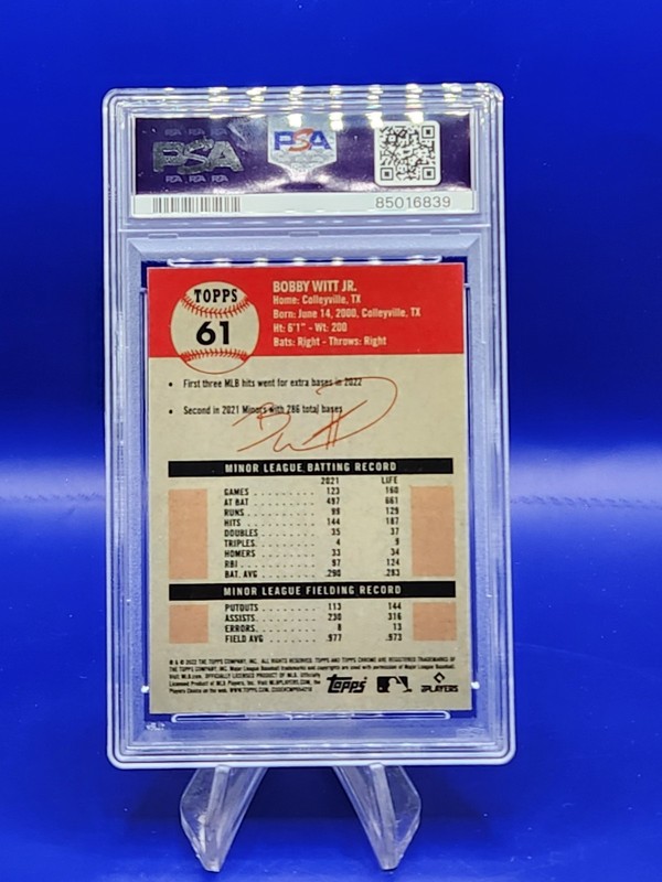 2022 Topps Chrome Platinum Anniversary - #61 Bobby Witt Jr.  ROOKIE (RC) PSA view 2